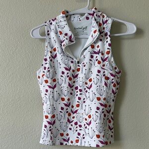 Ladies' White Floral Sleeveless Top